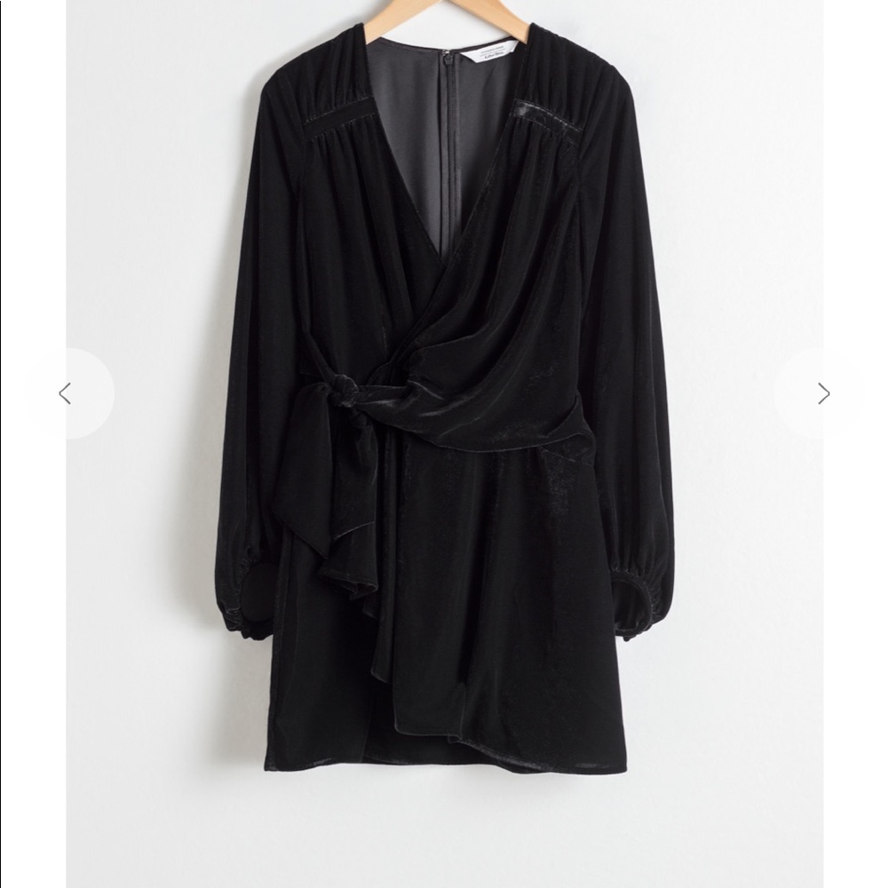 & Other Stories Black Velvet Dress